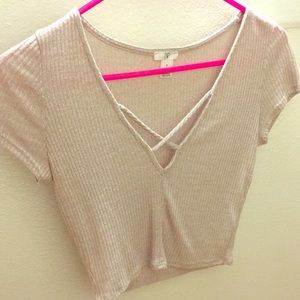 BP Sweater feel Crop top cross neck